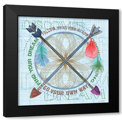 Boys Dream Catcher Black Modern Wood Framed Art Print with Double Matting by Phillips, Anita