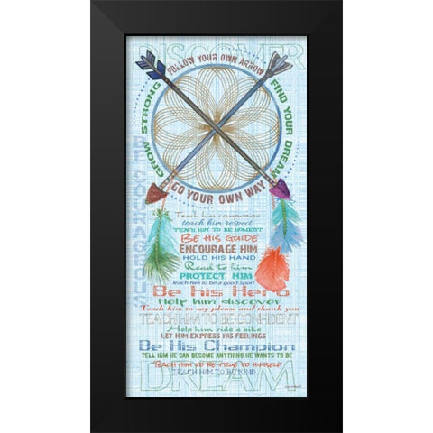 Boys Dream Catcher Black Modern Wood Framed Art Print by Phillips, Anita