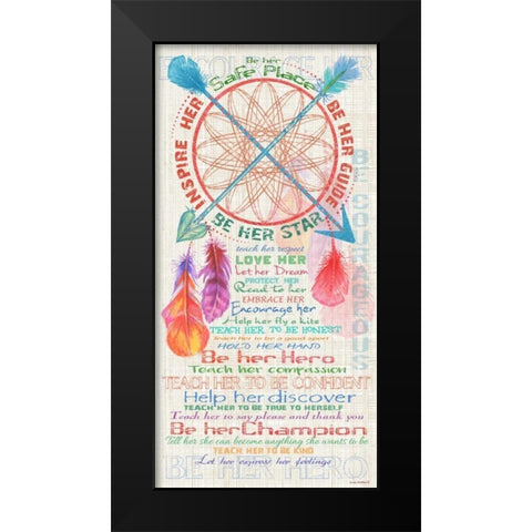 Girls Dream Catcher Black Modern Wood Framed Art Print by Phillips, Anita