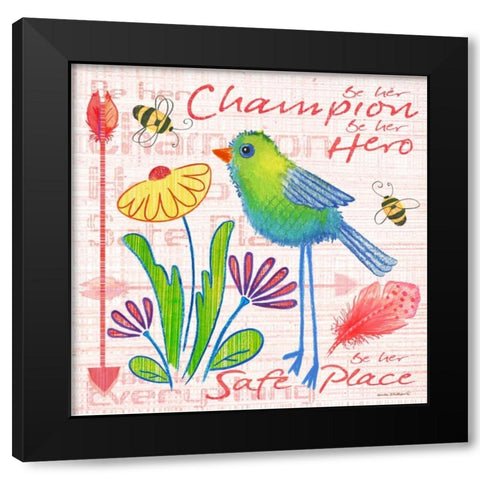 Lil Bird IV Black Modern Wood Framed Art Print by Phillips, Anita