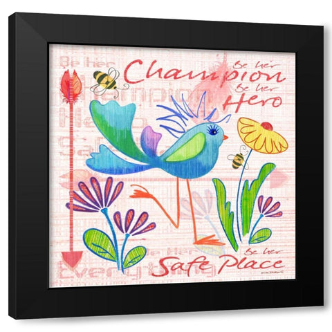 Lil Bird V Black Modern Wood Framed Art Print by Phillips, Anita