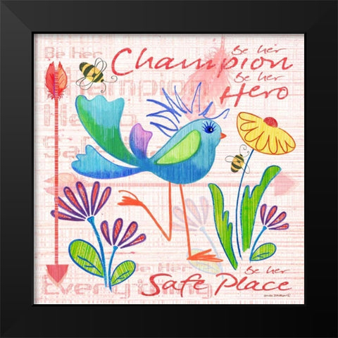 Lil Bird V Black Modern Wood Framed Art Print by Phillips, Anita