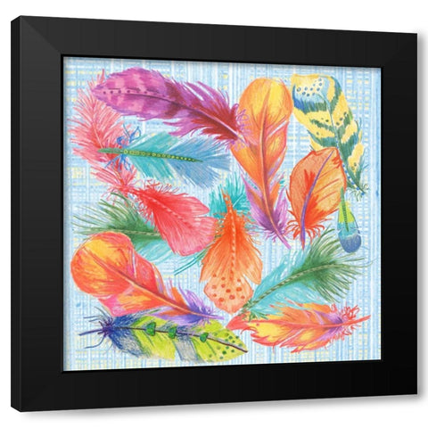 Lil Bird Feathers Black Modern Wood Framed Art Print by Phillips, Anita