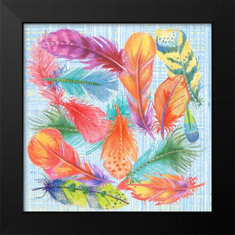 Lil Bird Feathers Black Modern Wood Framed Art Print by Phillips, Anita