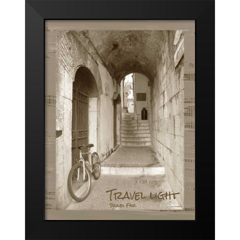 Travel Light Sepia Black Modern Wood Framed Art Print by Phillips, Anita