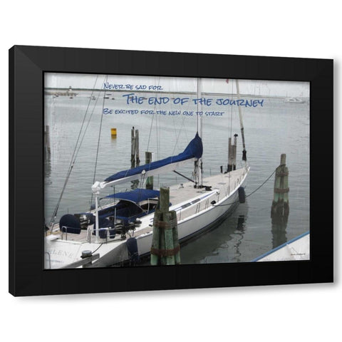 Blue Sail Boat Black Modern Wood Framed Art Print by Phillips, Anita