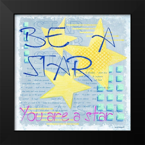 Be a Star Black Modern Wood Framed Art Print by Phillips, Anita