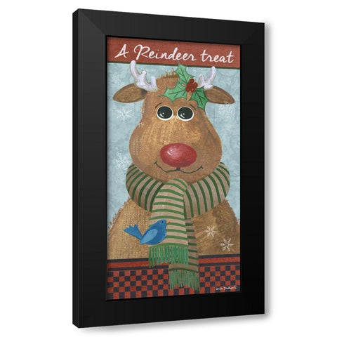 A Reindeer Treat Black Modern Wood Framed Art Print by Phillips, Anita