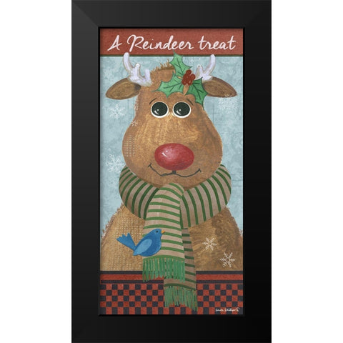A Reindeer Treat Black Modern Wood Framed Art Print by Phillips, Anita