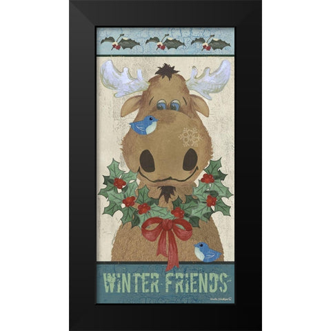 Winter Friends Black Modern Wood Framed Art Print by Phillips, Anita