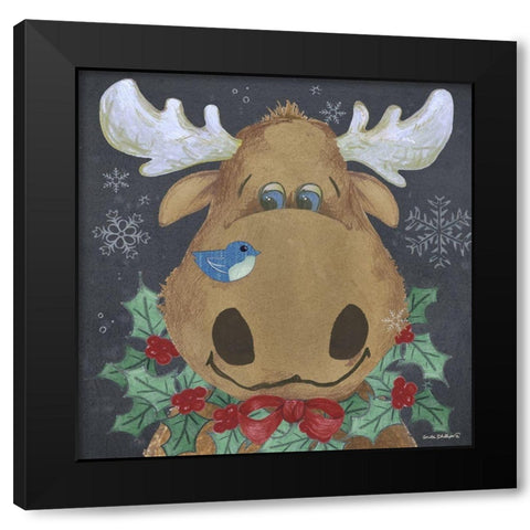 Christmas Moose Black Modern Wood Framed Art Print by Phillips, Anita