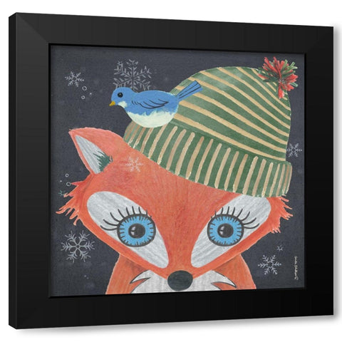 Christmas Fox Black Modern Wood Framed Art Print by Phillips, Anita