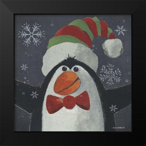 Christmas Penguin Black Modern Wood Framed Art Print by Phillips, Anita