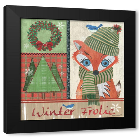 Christmas Frolic Black Modern Wood Framed Art Print by Phillips, Anita