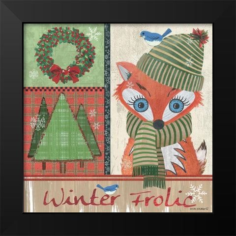 Christmas Frolic Black Modern Wood Framed Art Print by Phillips, Anita