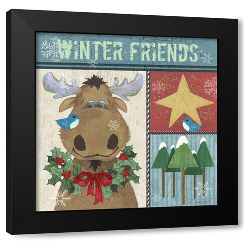 Moose Black Modern Wood Framed Art Print by Phillips, Anita