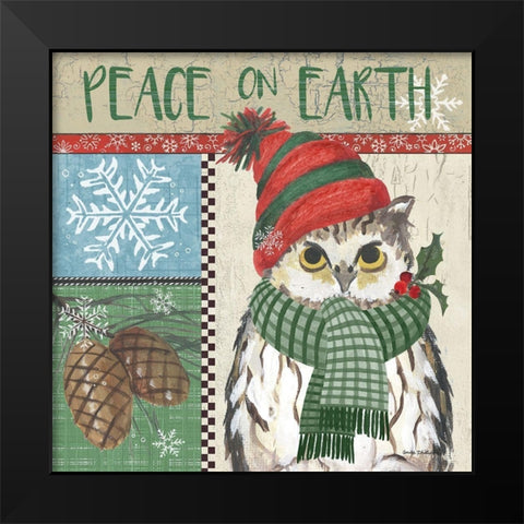 Owl Square Black Modern Wood Framed Art Print by Phillips, Anita