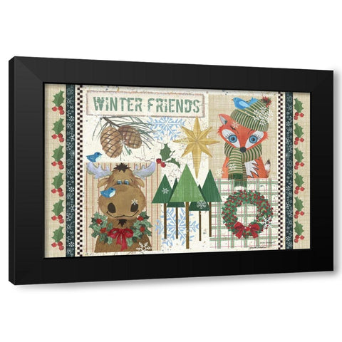 Winter Friends Black Modern Wood Framed Art Print by Phillips, Anita