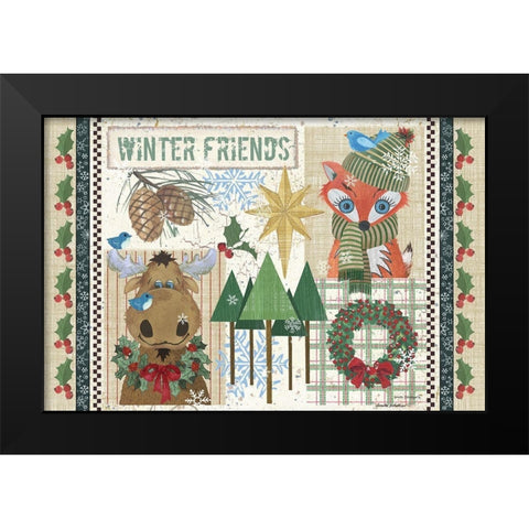 Winter Friends Black Modern Wood Framed Art Print by Phillips, Anita