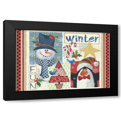 Winter Fun Black Modern Wood Framed Art Print by Phillips, Anita