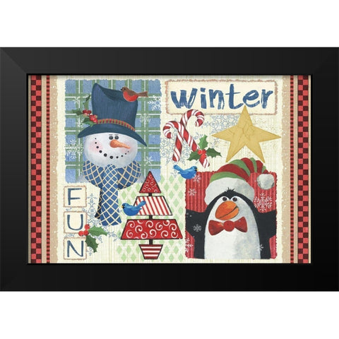 Winter Fun Black Modern Wood Framed Art Print by Phillips, Anita