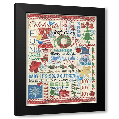 Celebrate Sampler Black Modern Wood Framed Art Print with Double Matting by Phillips, Anita