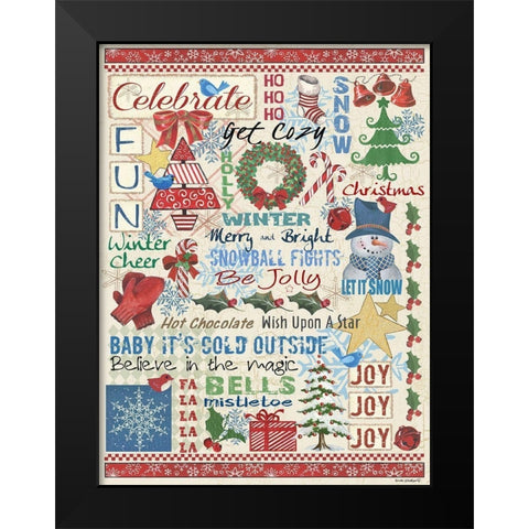 Celebrate Sampler Black Modern Wood Framed Art Print by Phillips, Anita