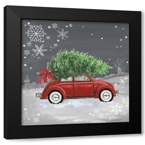 Red Car on Gray Black Modern Wood Framed Art Print by Phillips, Anita