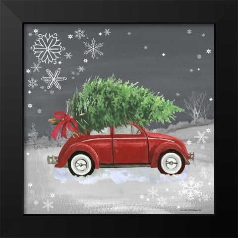 Red Car on Gray Black Modern Wood Framed Art Print by Phillips, Anita