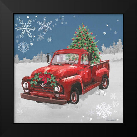 Red Truck on Blue Black Modern Wood Framed Art Print by Phillips, Anita
