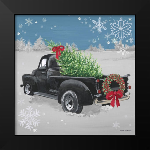 Black Truck on Blue Black Modern Wood Framed Art Print by Phillips, Anita