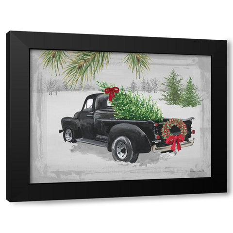 Old Black Truck Black Modern Wood Framed Art Print with Double Matting by Phillips, Anita