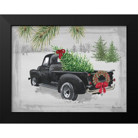 Old Black Truck Black Modern Wood Framed Art Print by Phillips, Anita