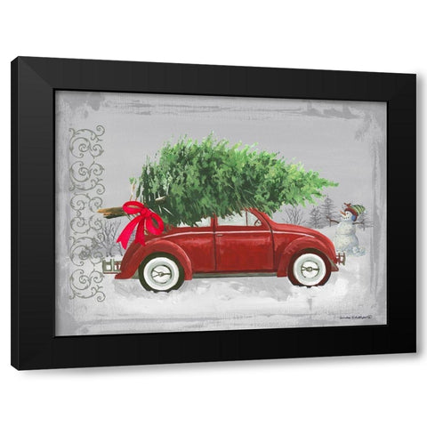 Little Red Car Black Modern Wood Framed Art Print with Double Matting by Phillips, Anita