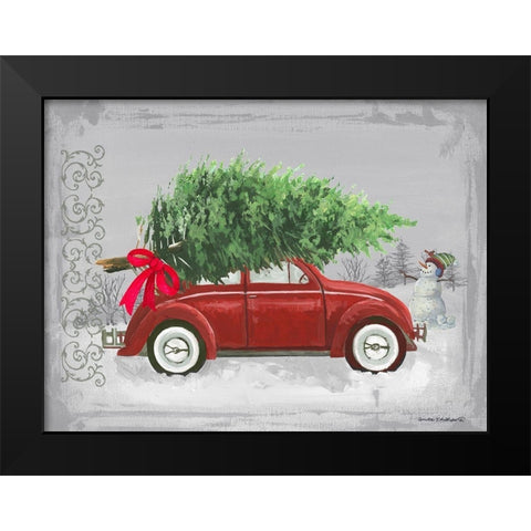 Little Red Car Black Modern Wood Framed Art Print by Phillips, Anita