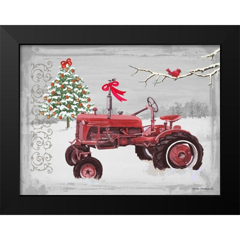 Old Tractor Black Modern Wood Framed Art Print by Phillips, Anita