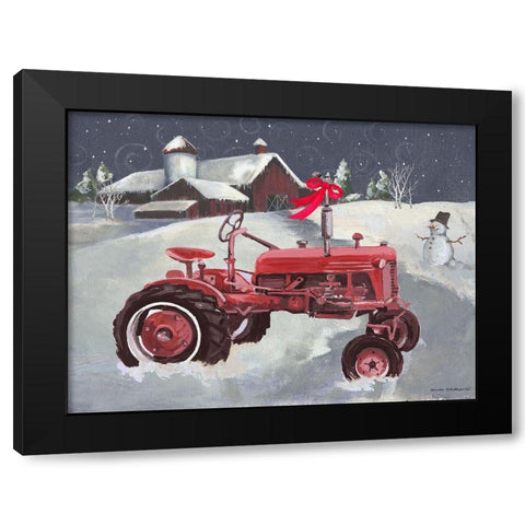 Old Tractor and Barn Black Modern Wood Framed Art Print by Phillips, Anita