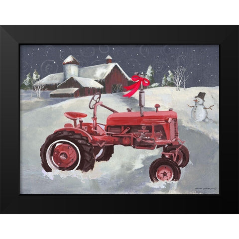 Old Tractor and Barn Black Modern Wood Framed Art Print by Phillips, Anita