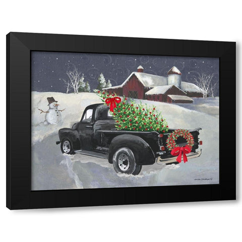Old Truck and Barn Black Modern Wood Framed Art Print with Double Matting by Phillips, Anita