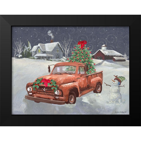 Old Truck and House Black Modern Wood Framed Art Print by Phillips, Anita