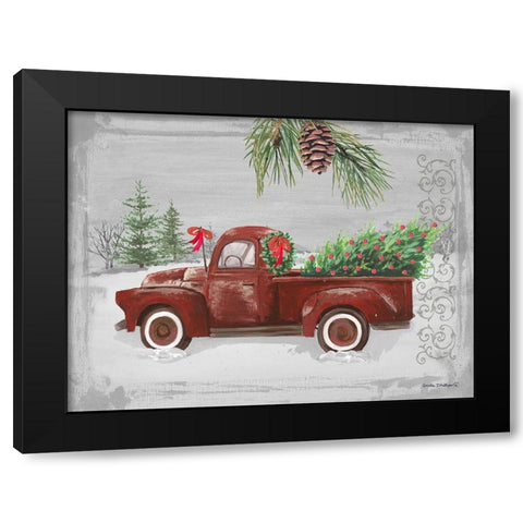 Red Truck Black Modern Wood Framed Art Print with Double Matting by Phillips, Anita