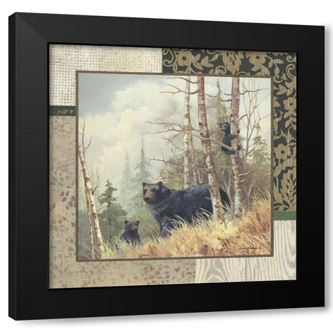 Black Bears with Border Black Modern Wood Framed Art Print with Double Matting by Phillips, Anita