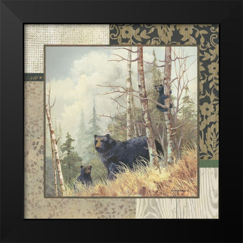 Black Bears with Border Black Modern Wood Framed Art Print by Phillips, Anita
