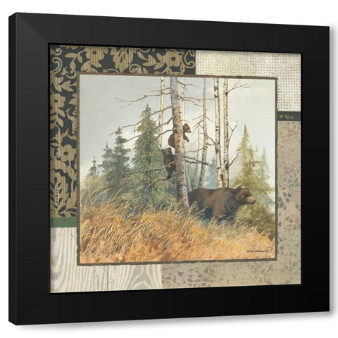 Brown Bears with Border Black Modern Wood Framed Art Print by Phillips, Anita