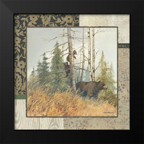 Brown Bears with Border Black Modern Wood Framed Art Print by Phillips, Anita