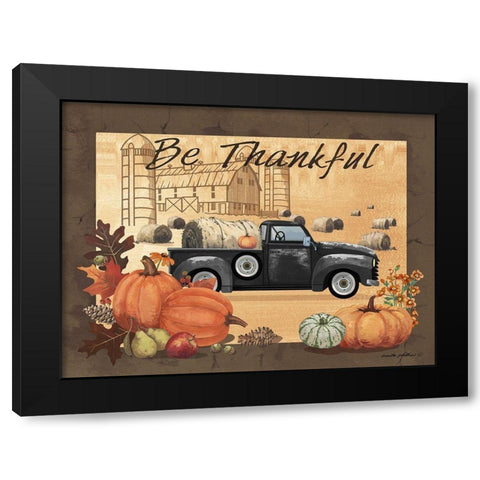 Be Thankful Black Modern Wood Framed Art Print by Phillips, Anita