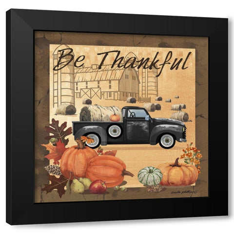 Be Thankful II Black Modern Wood Framed Art Print by Phillips, Anita