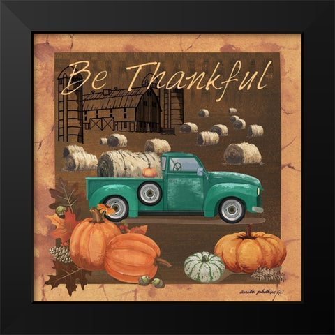 Be Thankful V Black Modern Wood Framed Art Print by Phillips, Anita