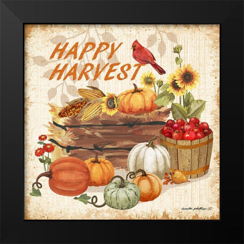 Happy Harvest Black Modern Wood Framed Art Print by Phillips, Anita