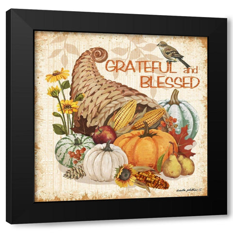 Grateful and Blessed Black Modern Wood Framed Art Print with Double Matting by Phillips, Anita